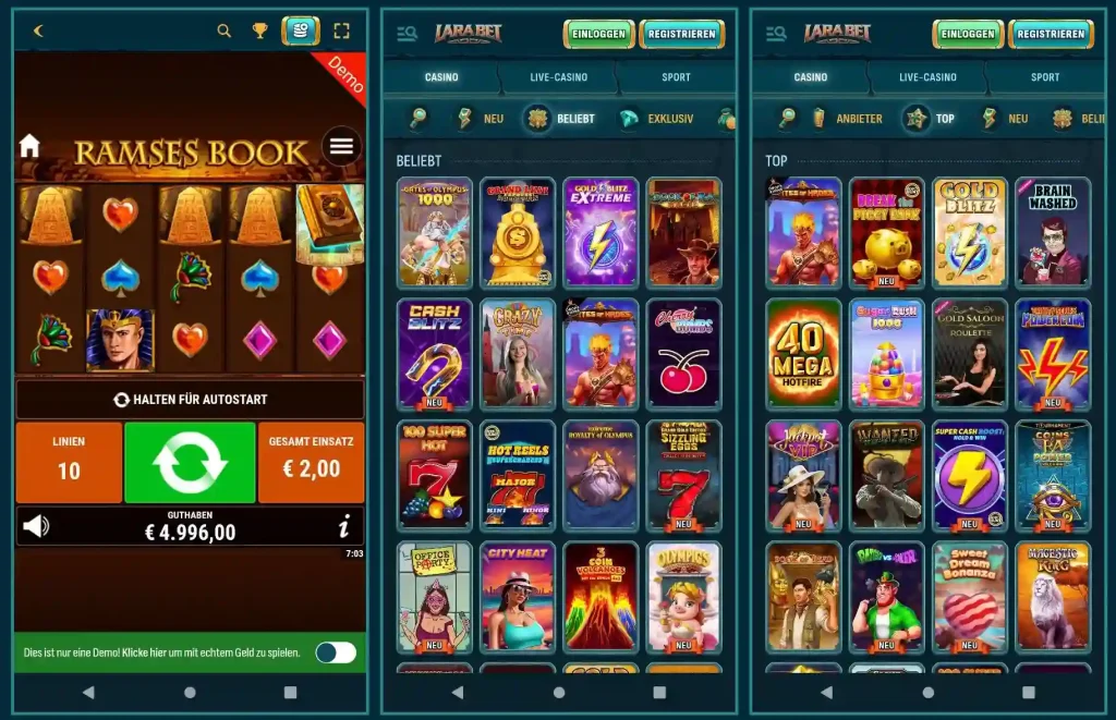 Beliebteste Spielautomaten im Larabet Casino